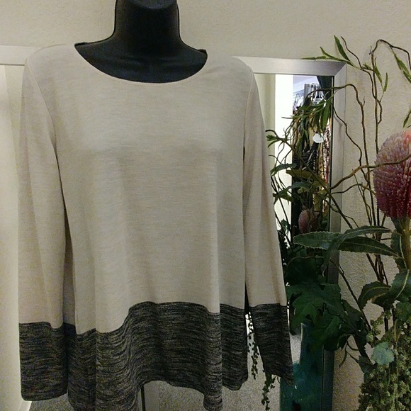Max Studio Knit Microstriped L/S Top - Picture 1 of 8
